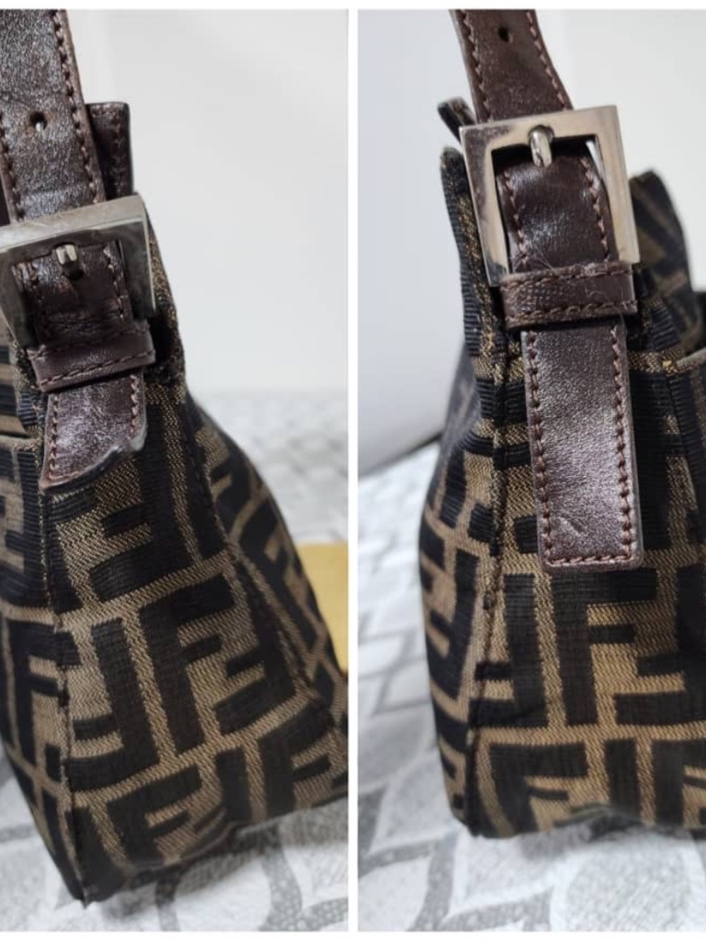 Authentic FENDI Vintage Zucca Baguette Shoulder Bag Brown - Picture 8 of 15